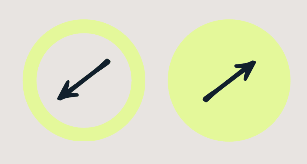 2 arrows pointing in opposite directions