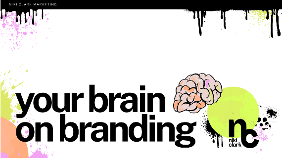 design showing the text "your brain on branding" with the NCM logo